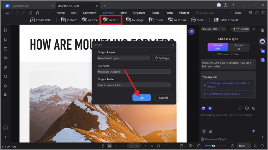 convert pdf to ppt format
