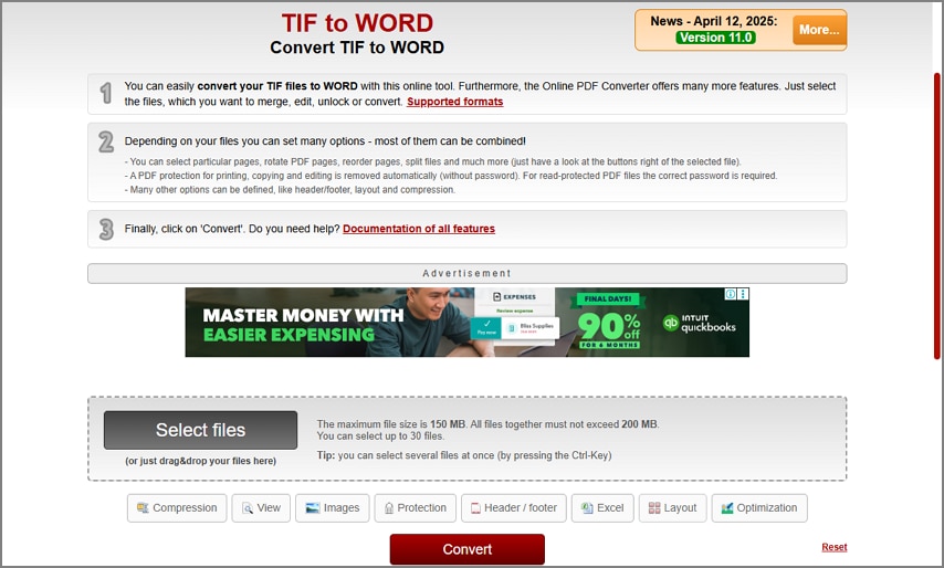 online2pdf tiff to word