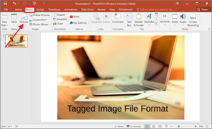 add tiff image in powerpoint