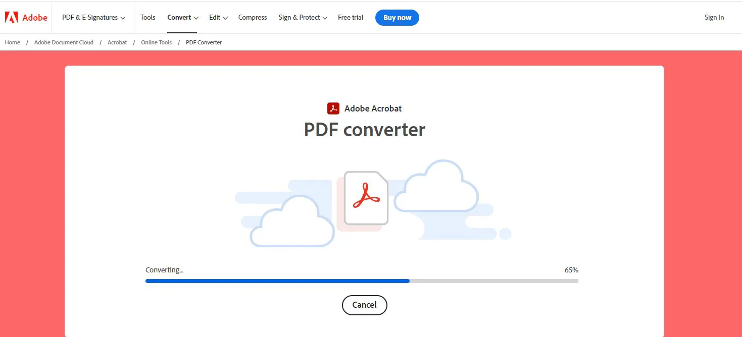 processo di conversione di Adobe