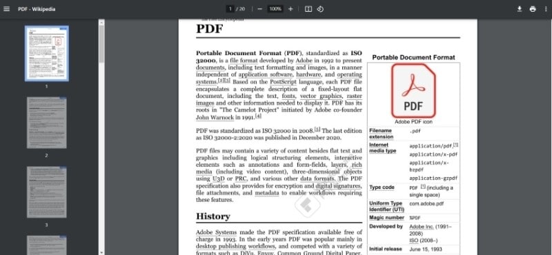 pdf geöffnet mit Google Chrome