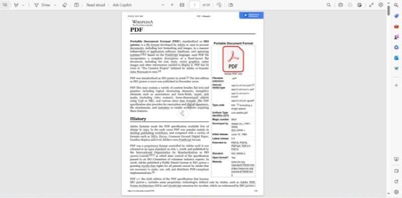 reading pdf with microsoft edge