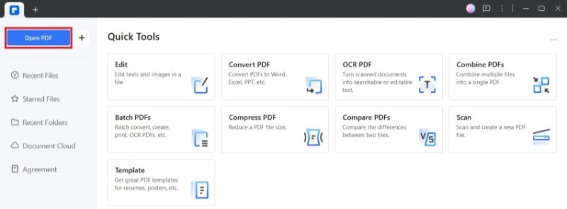 opening a pdf with wondershare pdfelement