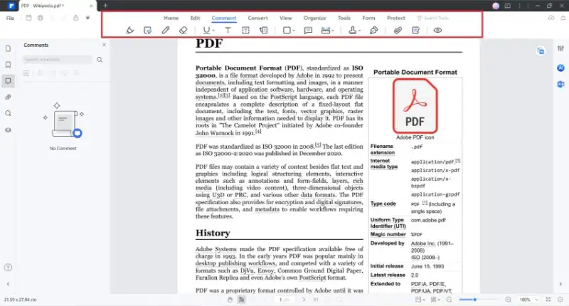 Wondershare PDFelement Kommentar-Funktion