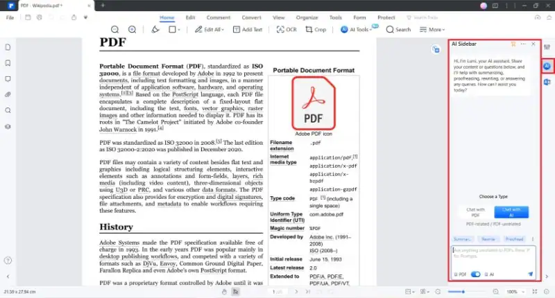 wondershare pdfelement chat with ai feature