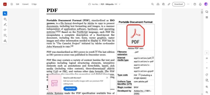 leyendo pdf con visualizador en línea de adobe