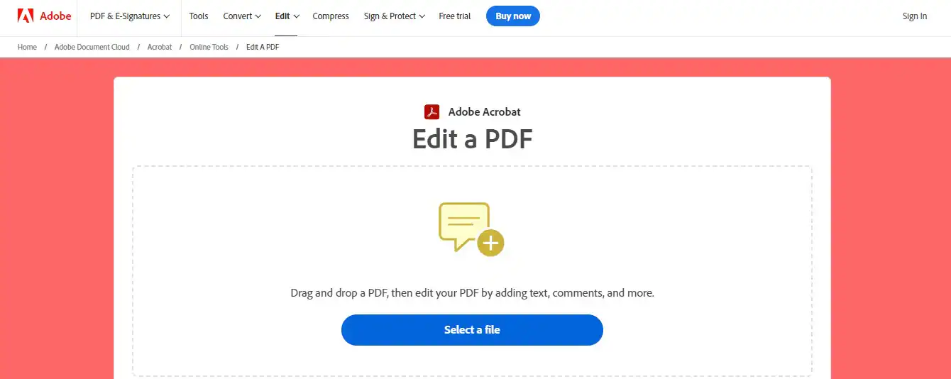 editor de PDF online do Adobe Acrobat