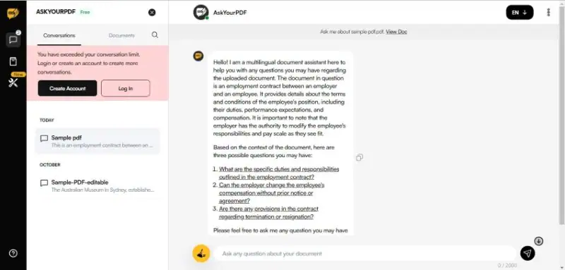AskYourPDF chatten mit PDF