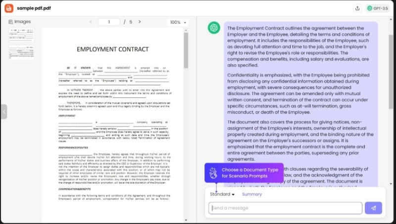 chat with document tool of popai