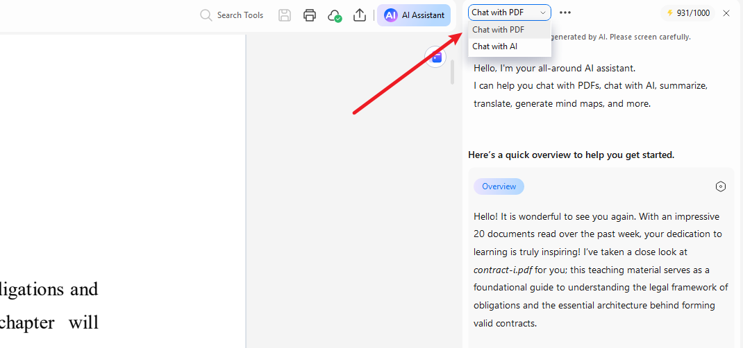 access chat with pdf feature