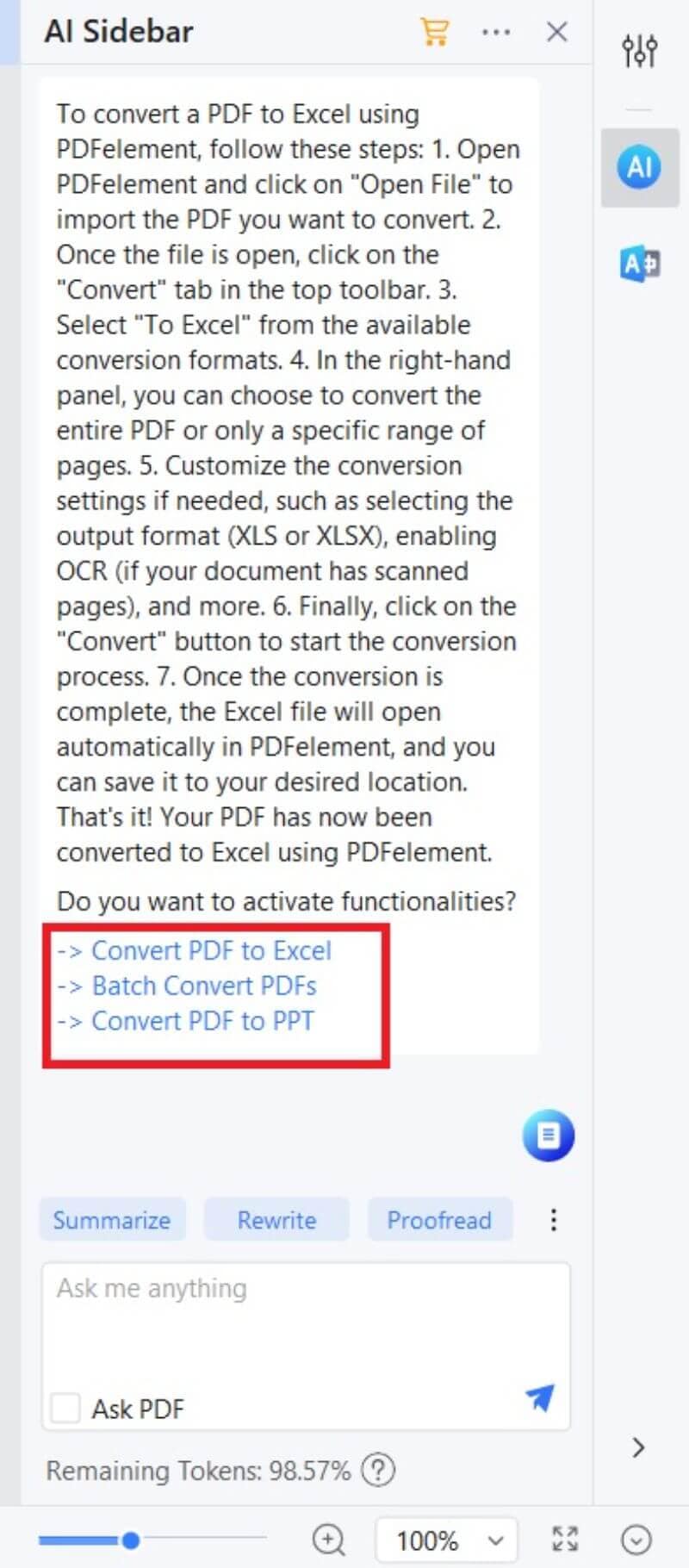 activating converter feature using ai