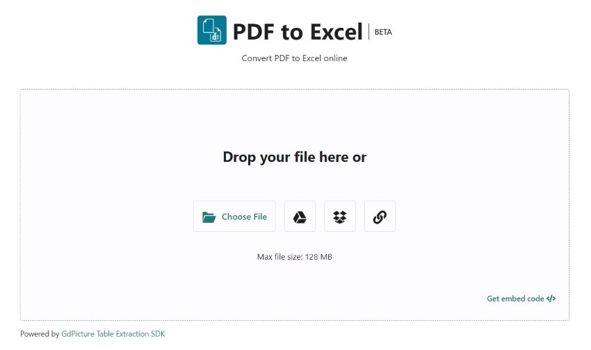 avepdf pdf to excel user interface