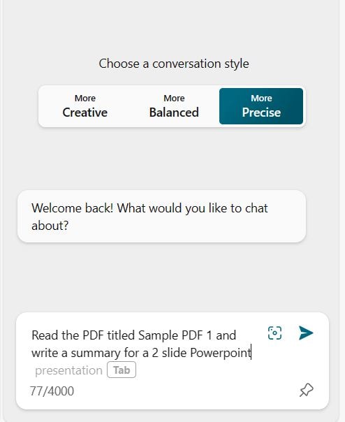 asking bing chat to read the pdf