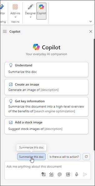 summarize word document ai