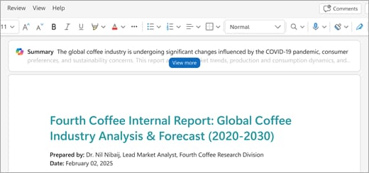 auto summarize in word