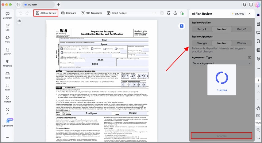Set the contract review settings