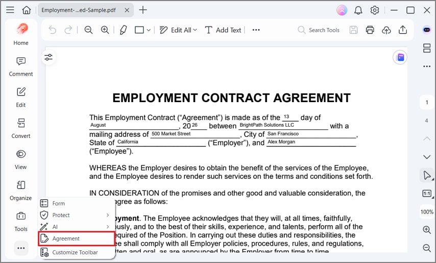 access pdfelement agreement pdf space