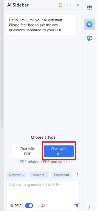 chat with ai option