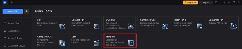 template feature in pdfelement