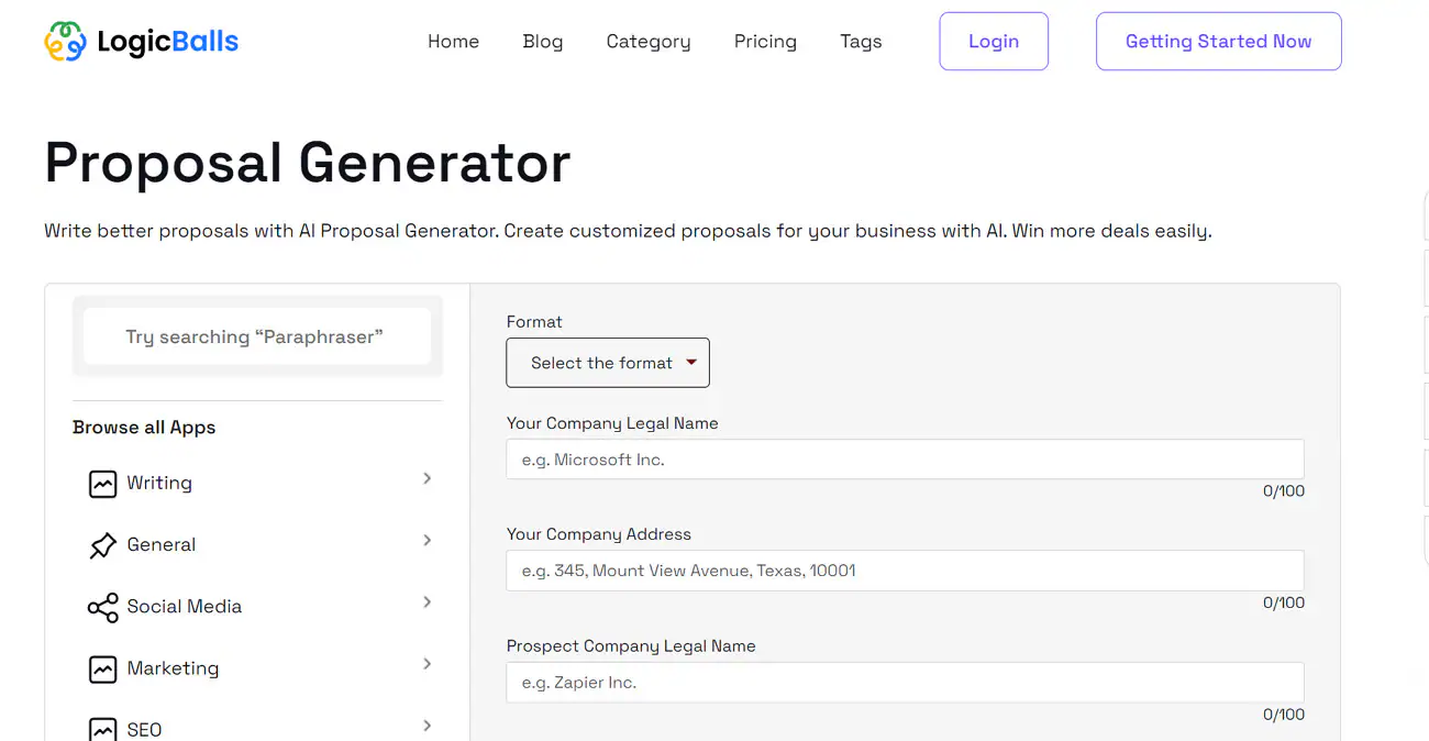 logicballs ai proposal generator