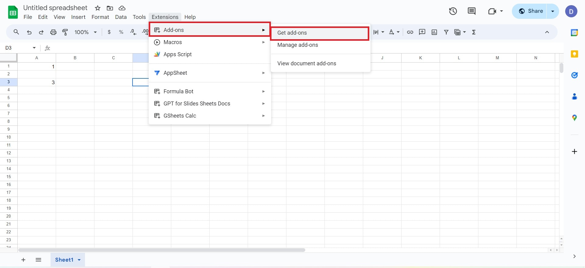 getting addons for google sheets