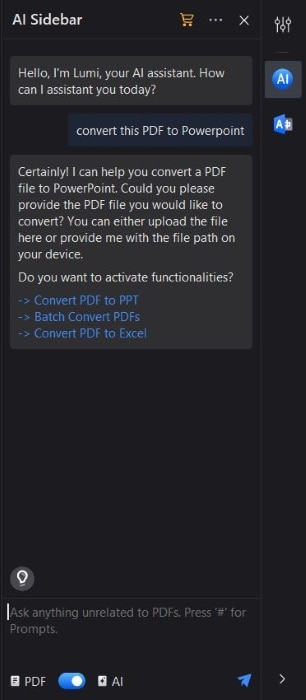 activating pdf to ppt using ai
