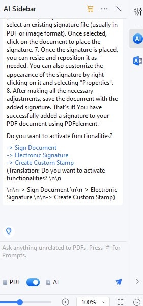 choose sign document feature
