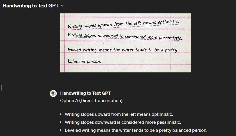 handwriting to text gpt