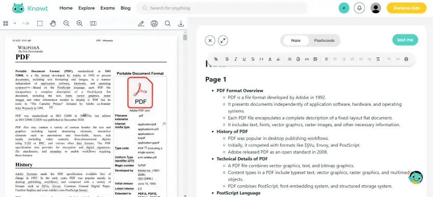 knowt ai toolを使ってノートを作成