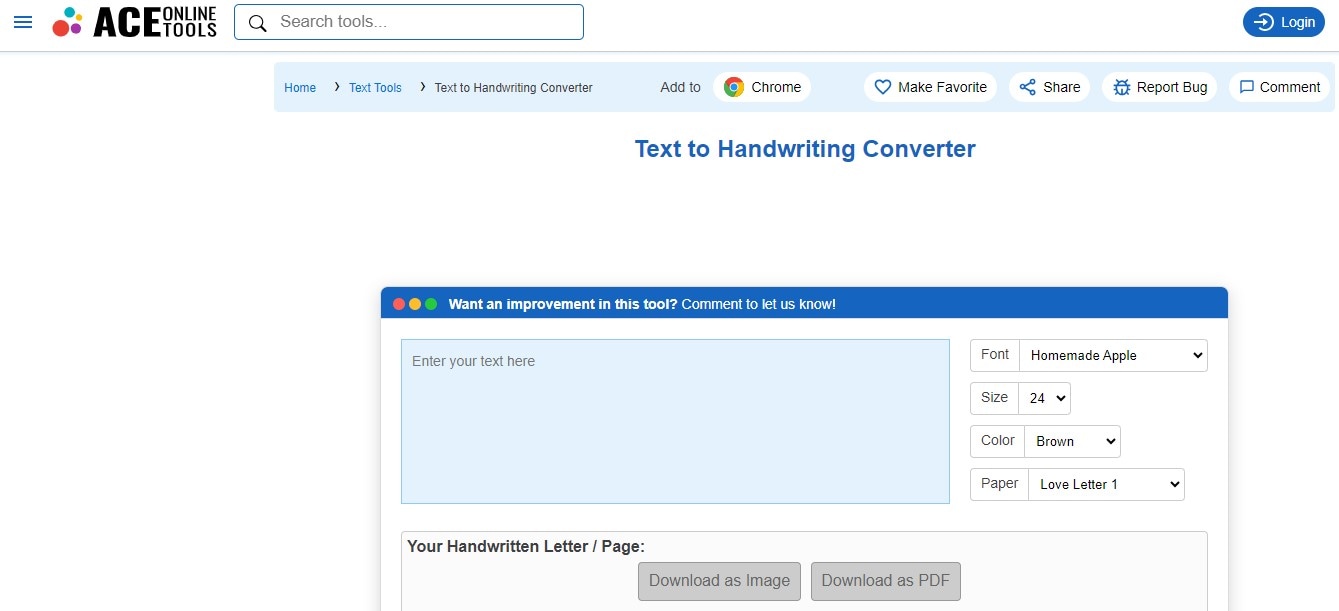 ace online text to handwriting converter tool