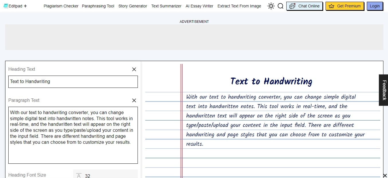 editpad text to handwriting converter