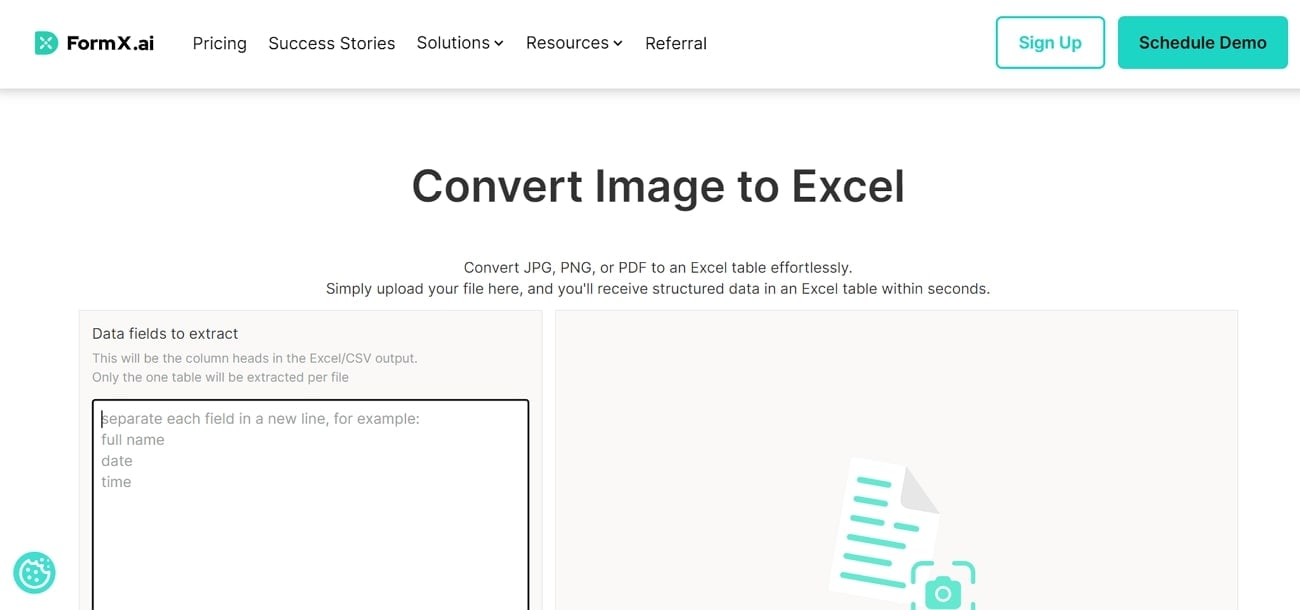 formx image vers excel ia