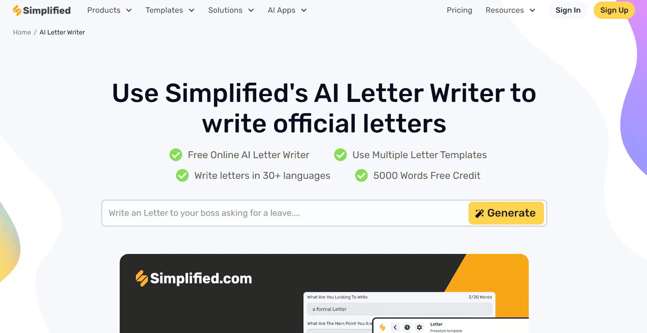 lettre simplified ai