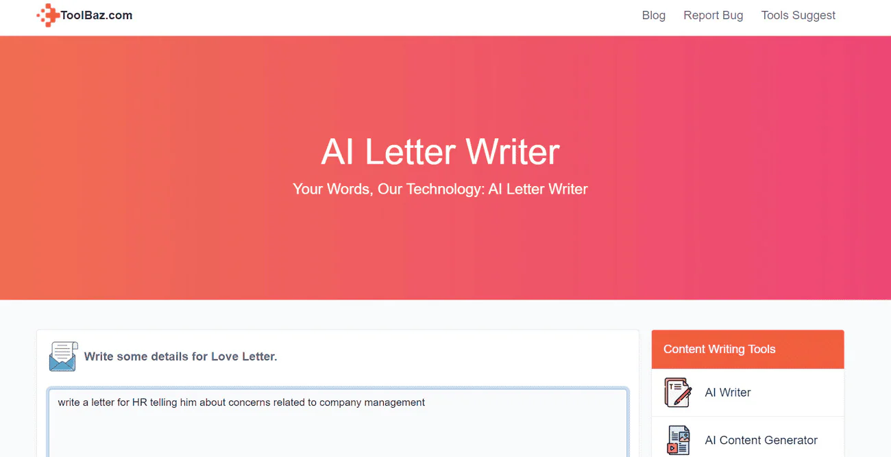 toolbaz ai letter writer