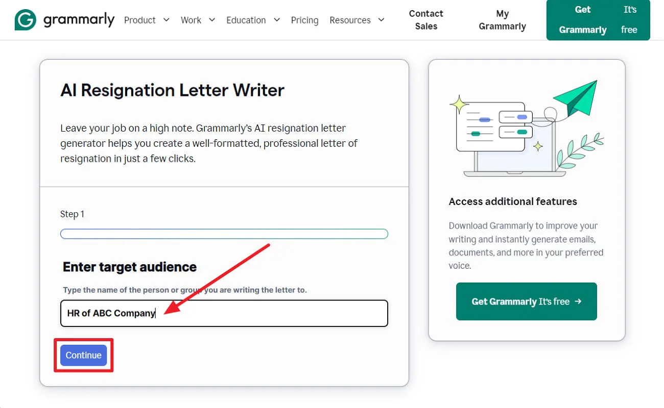 définir le public cible de la lettre de démission