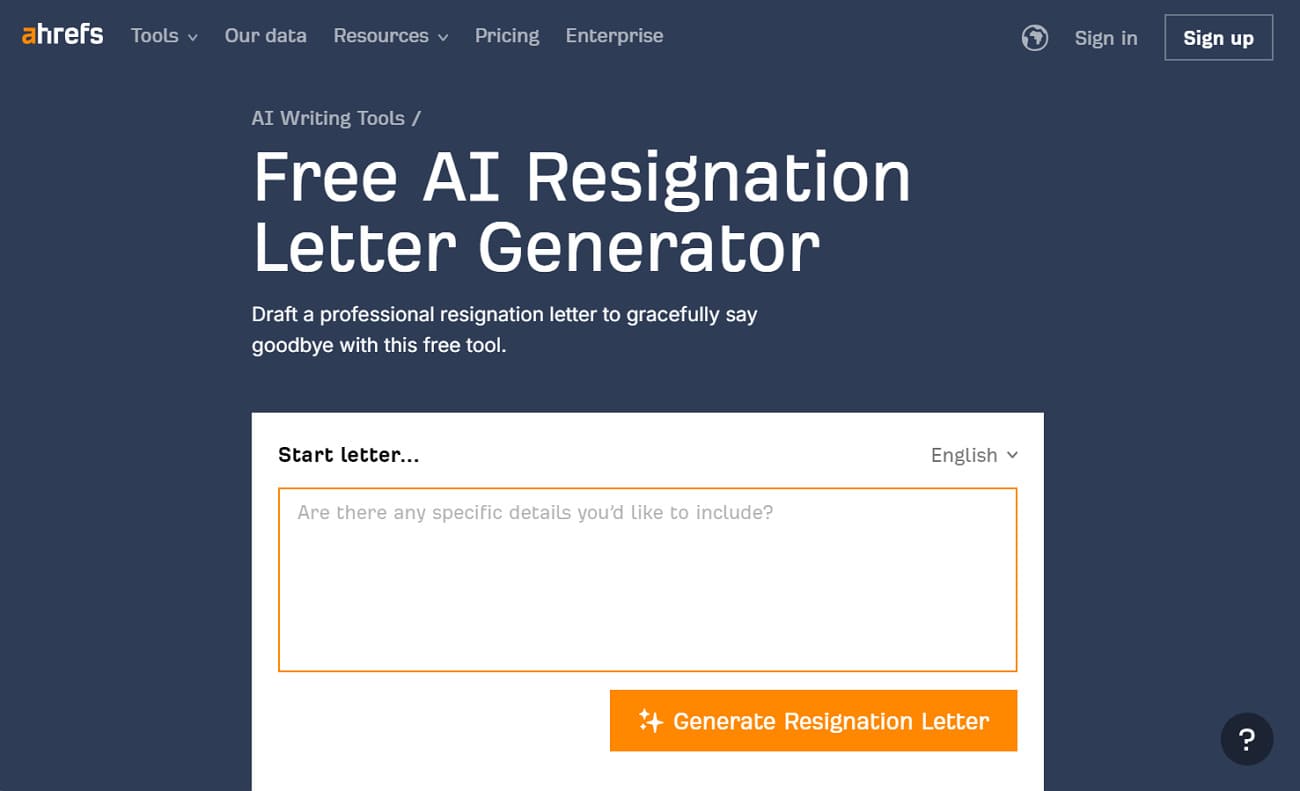 ahrefs ai resignation letter writer