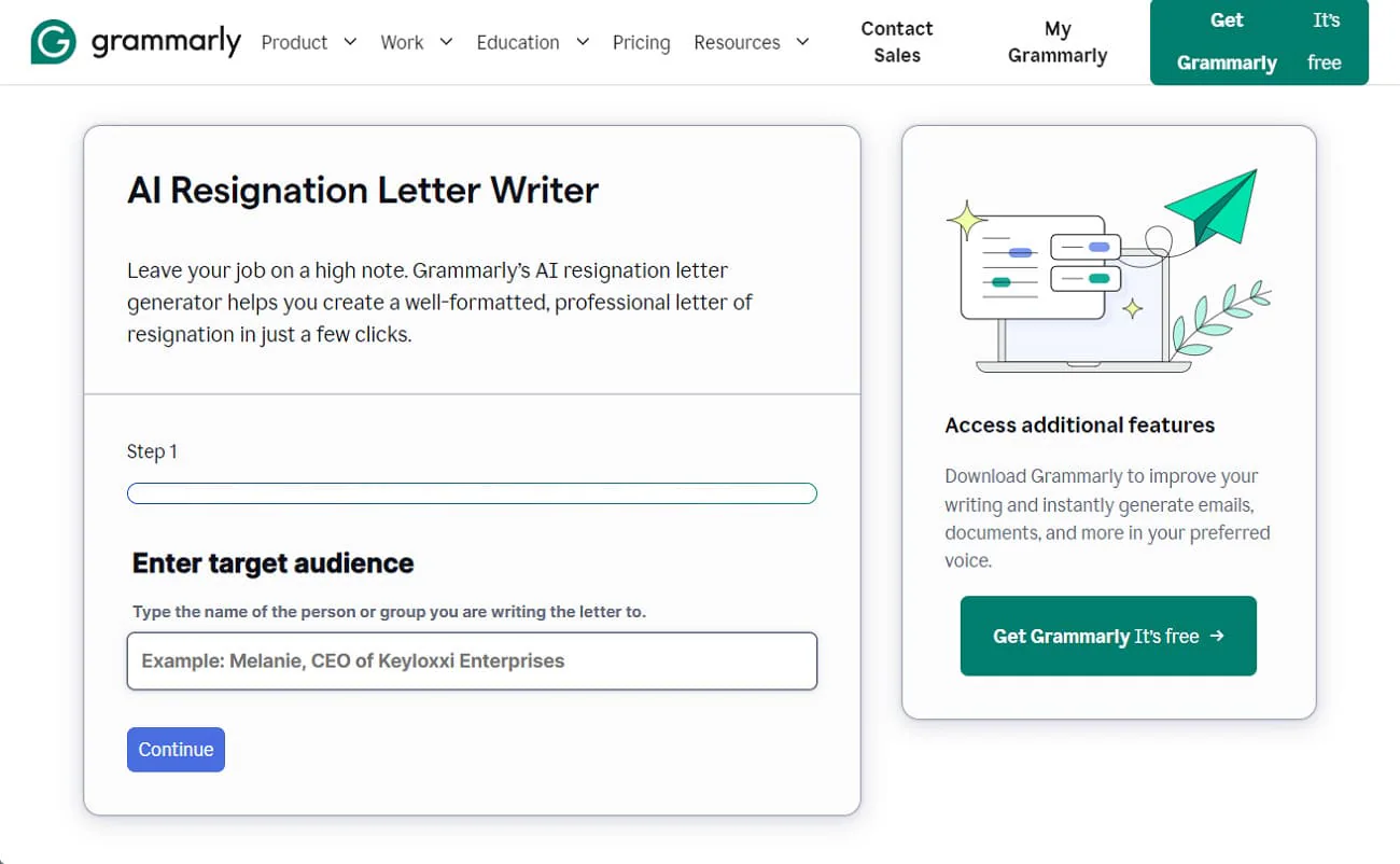 grammarly ai resignation letter writer