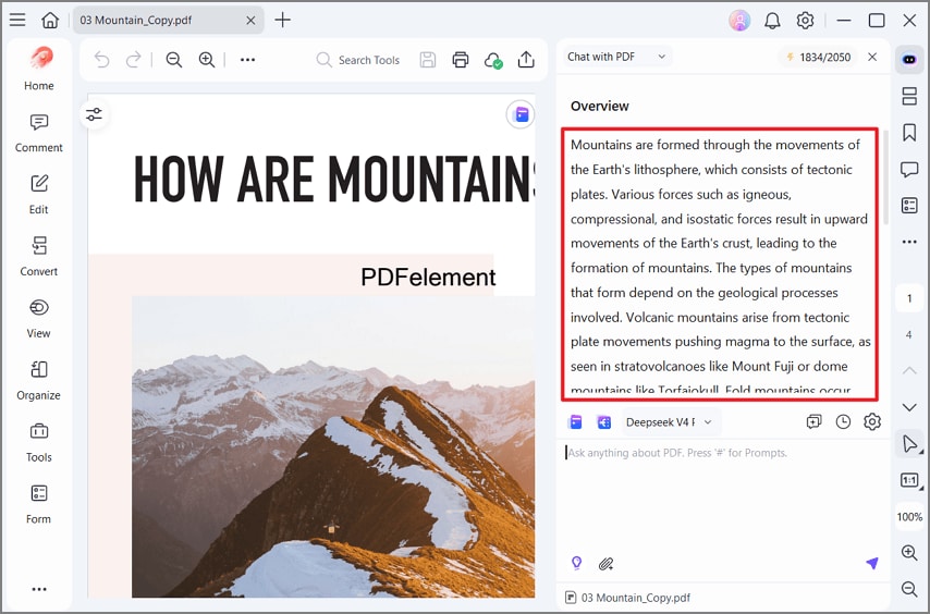 select pdfelement ai chat feature