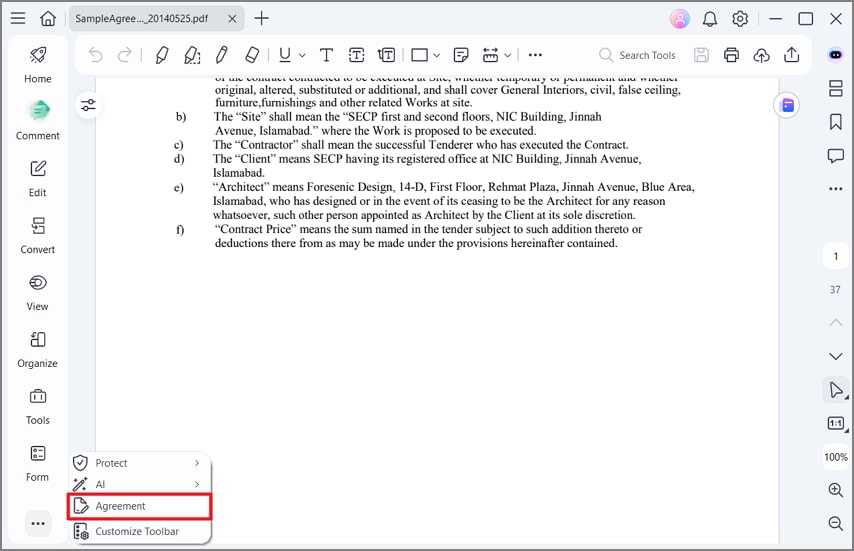 choose contract analysis workspace