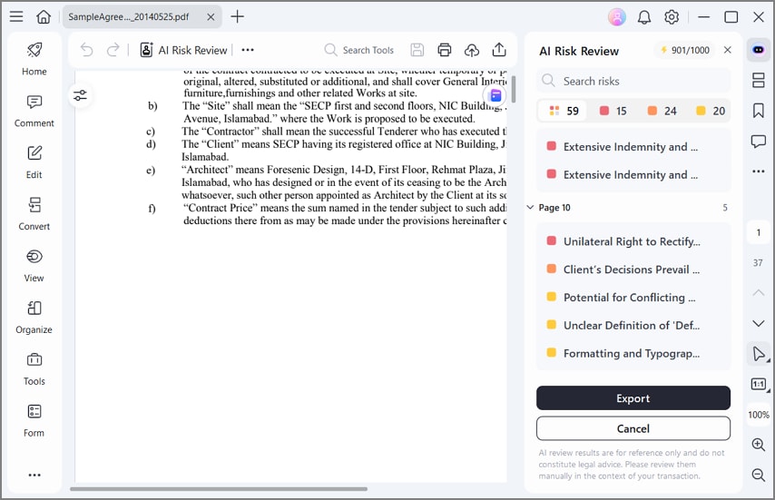 save completed contract findings report