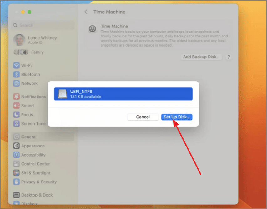 Choose the Set Up Disk option