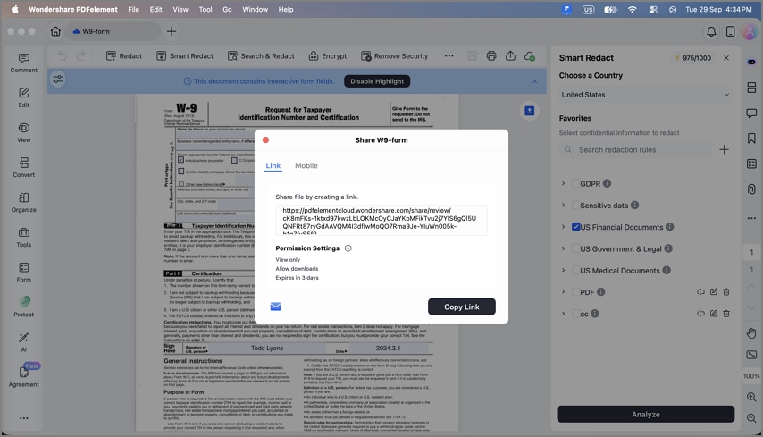 Save files in PDFelement Cloud