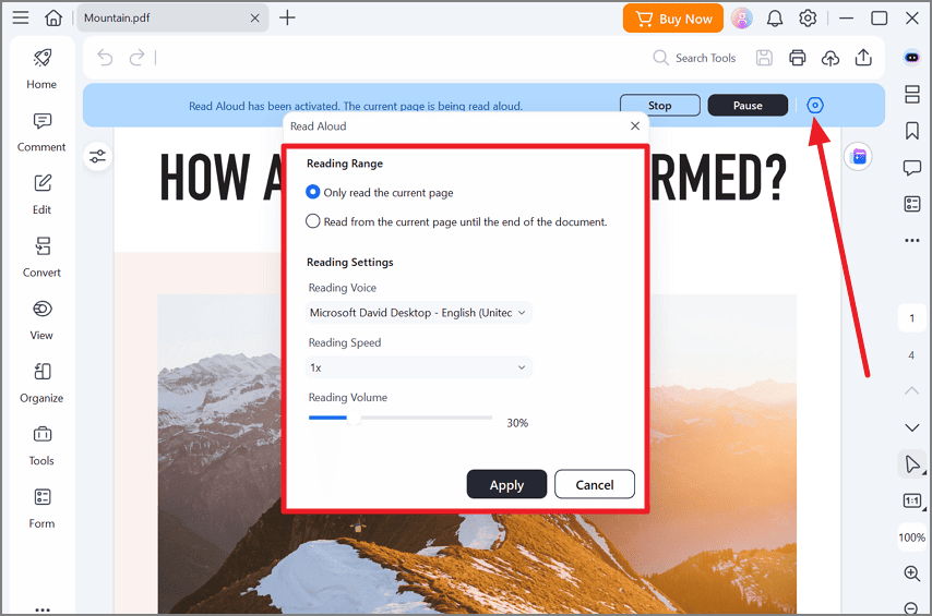 configure the reading settings