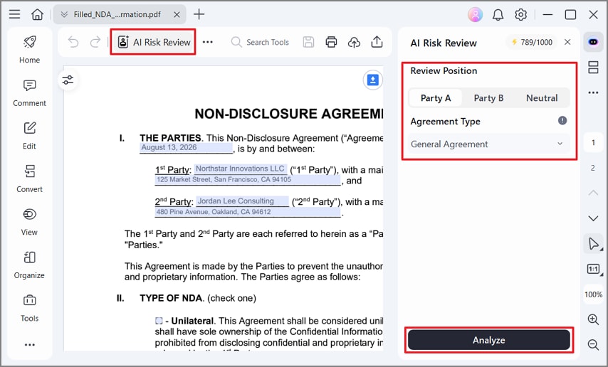 start ai risk review analysis