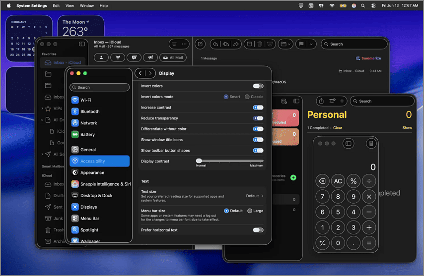 macOS interface display settings