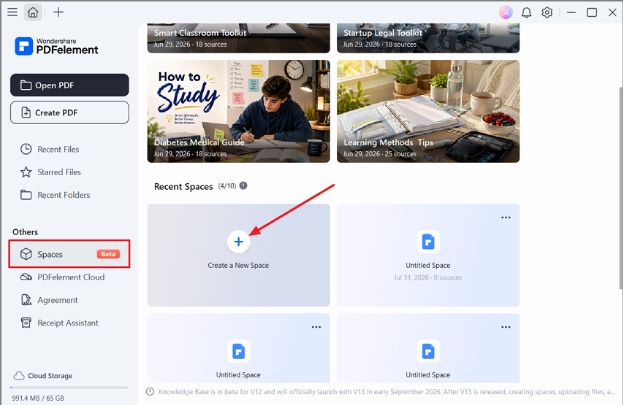 create new space pdfelement