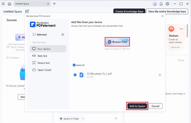 import targeted pdf file pdfelement space