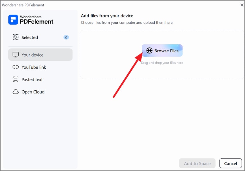 Select Browse Files to upload a PowerPoint presentation
