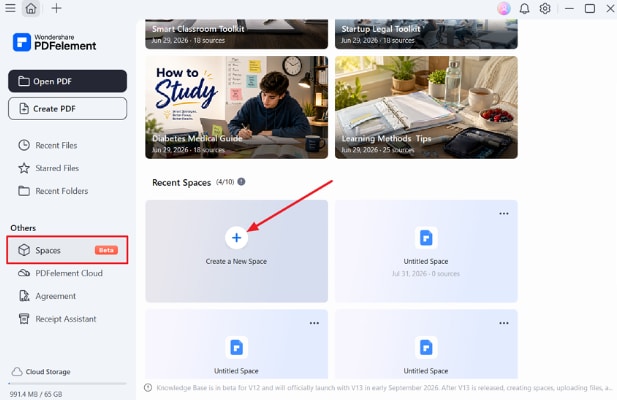 create a new ai space in pdfelement