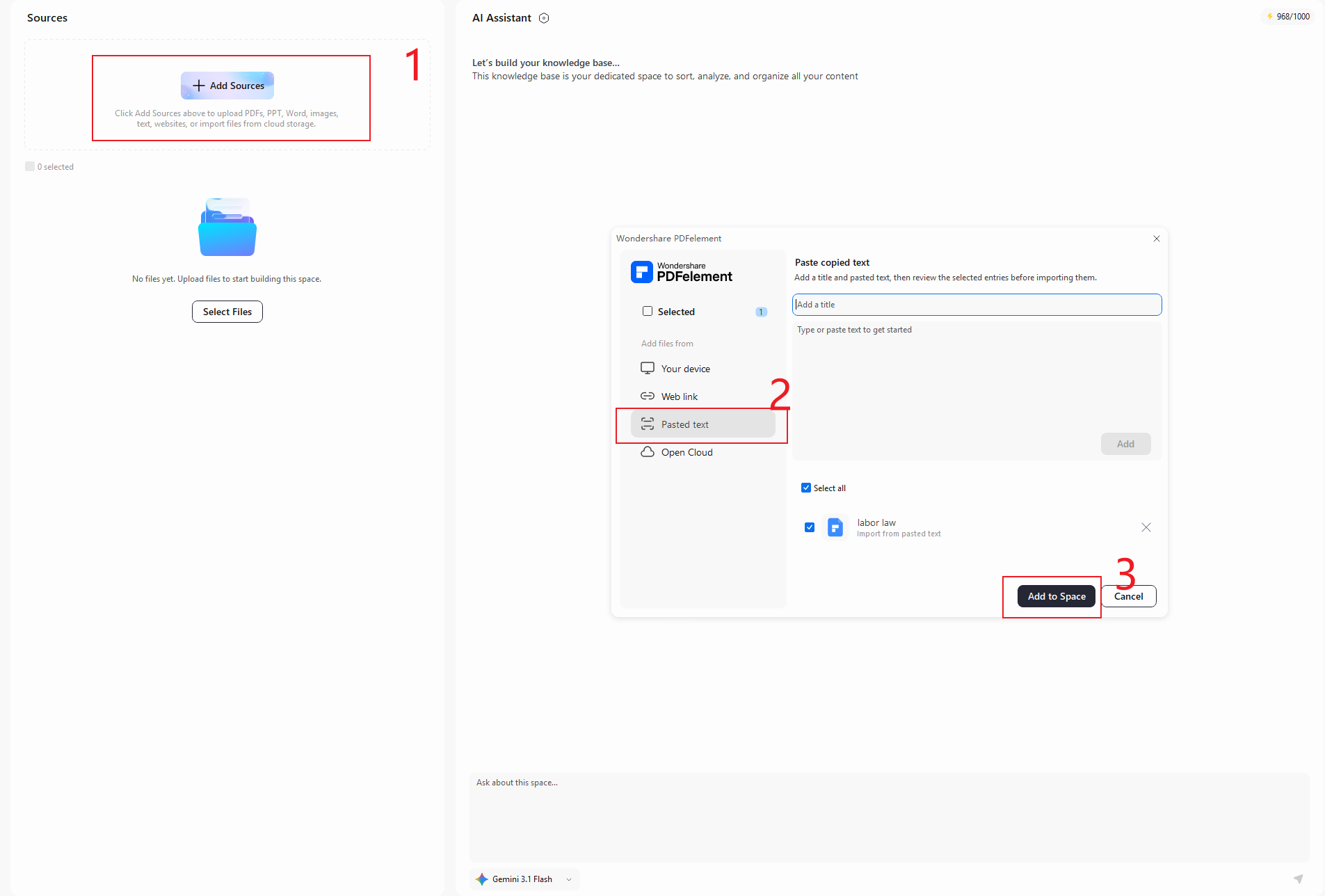 add pasted text to pdfelement ai space